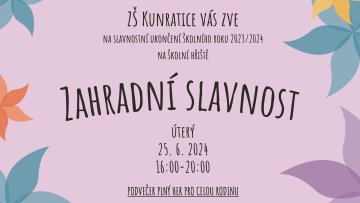 ZAHRADNÍ SLAVNOST 25. 6. 2024 v ZŠ Kunratice